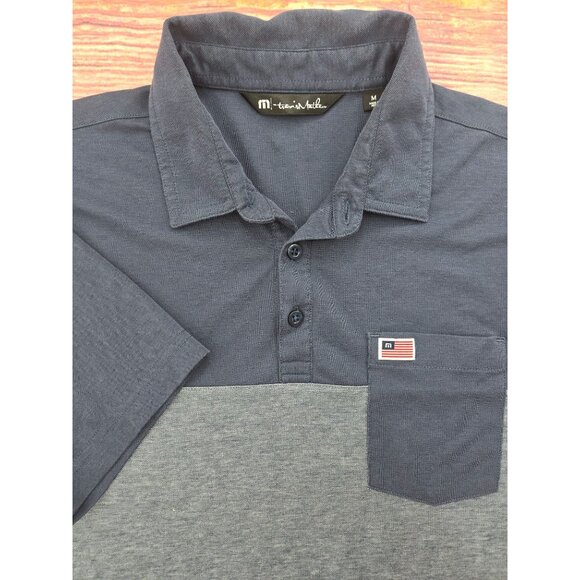 Travis Mathew Mens Polo Shirt Size Medium Navy & Gray Pima Cotton Blend - Picture 4 of 9